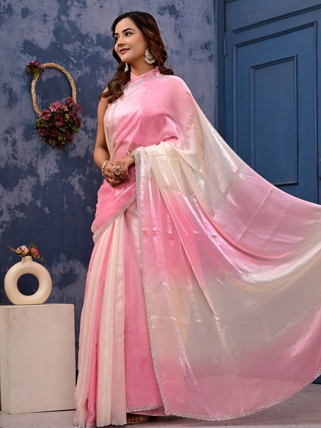 Soft Fandy Silk Saree with All-Over SiroSki Work | Premium Festive & Party Wear