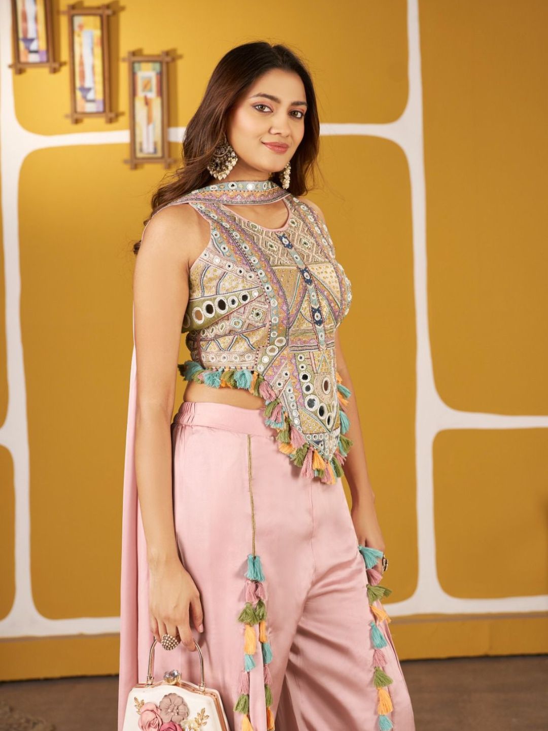 Plazo Top in Premium Dola Silk Fabric