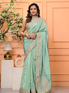 Cosmo Tissue Saree with Gottapatti, Zardozi & Pearl Handwork | Luxurious Wedding & Festive Wear