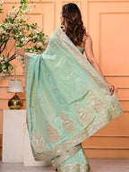 Cosmo Tissue Saree with Gottapatti, Zardozi & Pearl Handwork | Luxurious Wedding & Festive Wear