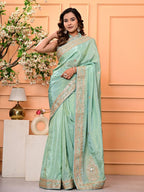 Cosmo Tissue Saree with Gottapatti, Zardozi & Pearl Handwork | Luxurious Wedding & Festive Wear