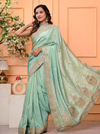 Cosmo Tissue Saree with Gottapatti, Zardozi & Pearl Handwork | Luxurious Wedding & Festive Wear