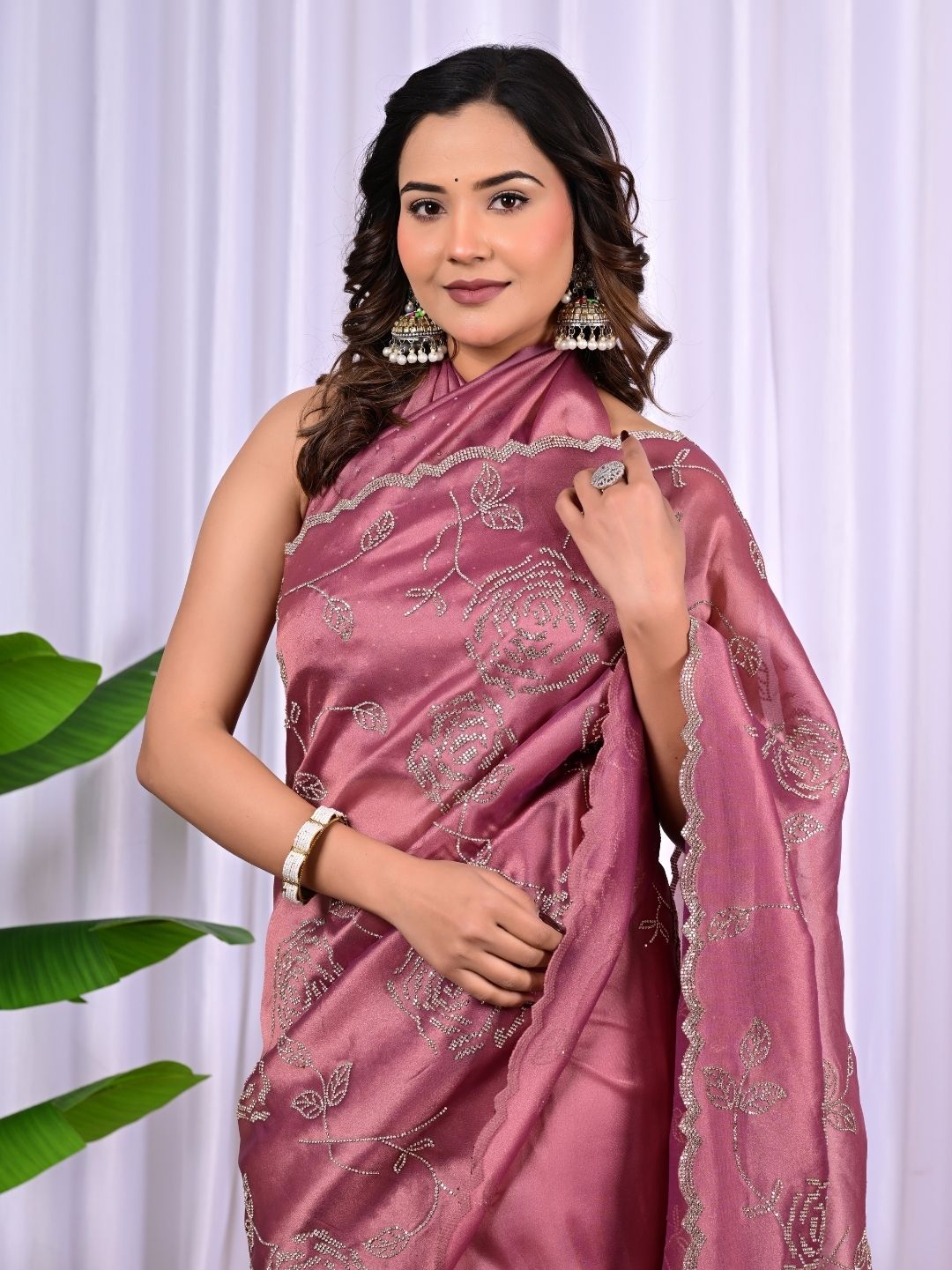 Elegant Rayna Net Fancy Saree with Swarovski Work