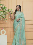 Cosmo Tissue Saree with Gottapatti, Zardozi & Pearl Handwork | Luxurious Wedding & Festive Wear